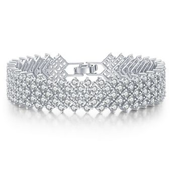 Sterling Silver Cubic Zirconia 4-Row Tennis Bracelet