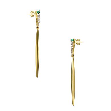 Sterling Silver Cubic Zirconia Icicle Spike Dangle Earrings