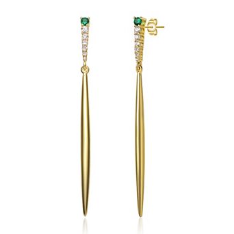 Sterling Silver Cubic Zirconia Icicle Spike Dangle Earrings