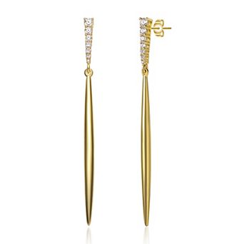 Sterling Silver Cubic Zirconia Icicle Spike Dangle Earrings