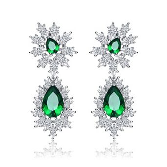Megan Walford Sterling Silver Cubic Zirconia Drop Earrings