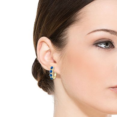 14k Gold Over Silver Cubic Zirconia Oblong Hoop Earrings