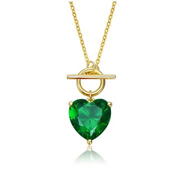 Megan Walford 14k Gold Over Sterling Silver Cubic Zirconia Heart Pendant Necklace