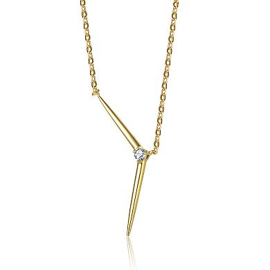 14k Gold Over Silver Cubic Zirconia Solar Chevron Necklace