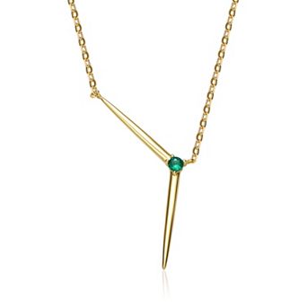 14k Gold Over Silver Cubic Zirconia Solar Chevron Necklace