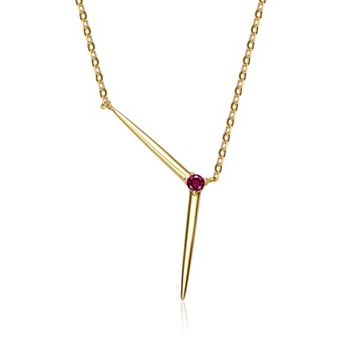 14k Gold Over Silver Cubic Zirconia Solar Chevron Necklace
