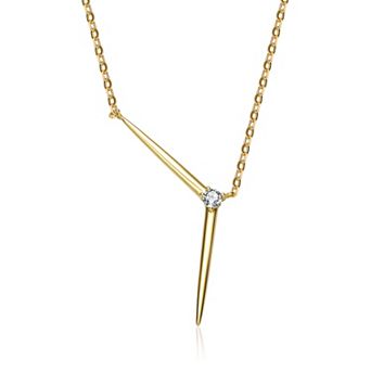14k Gold Over Silver Cubic Zirconia Solar Chevron Necklace