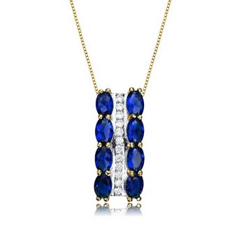 Megan Walford Sterling Silver Cubic Zirconia Vertical Pendant Necklace