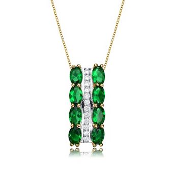 Megan Walford Sterling Silver Cubic Zirconia Vertical Pendant Necklace