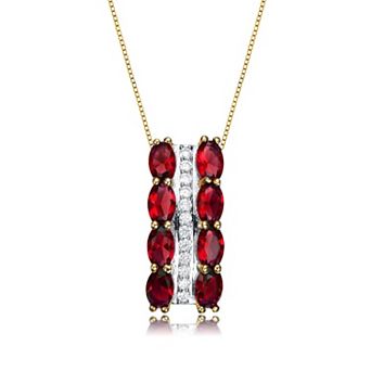 Megan Walford Sterling Silver Cubic Zirconia Vertical Pendant Necklace
