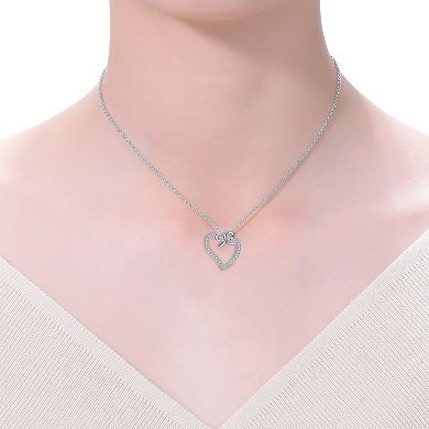 Sterling Silver Cubic Zirconia Heart & Bowtie Necklace