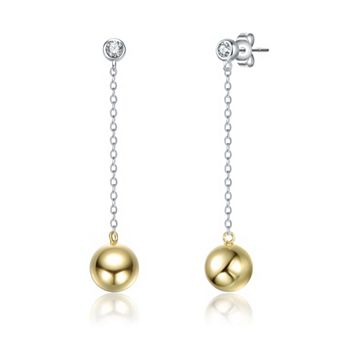 Megan Walford Two Tone Sterling Silver Cubic Zirconia Sphere Drop Earrings