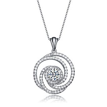 Sterling Silver Cubic Zirconia Swirl Knot Necklace