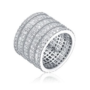 Sterling Silver Cubic Zirconia 5-Row Stacked Column Glamour Ring
