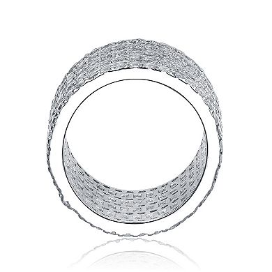Sterling Silver Cubic Zirconia 5-Row Stacked Column Glamour Ring