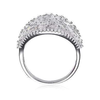 Sterling Silver Round-, Emerald- & Marquise-Cut Cubic Zirconia Cluster Ring