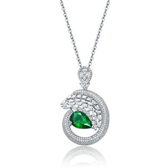 Megan Walford Sterling Silver Cubic Zirconia Pear-Shaped Pendant Necklace