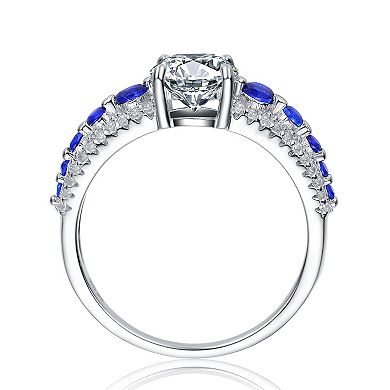 Sterling Silver Blue Cubic Zirconia Engagement Ring