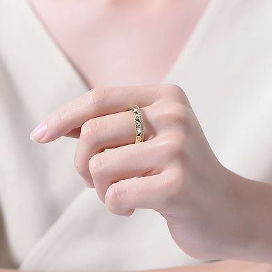 14k Gold Over Silver Cubic Zirconia 2-Row Modern Ring