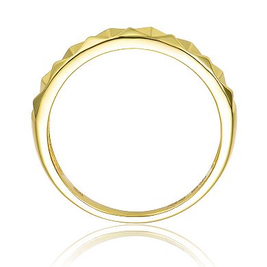 14k Gold Over Silver Cubic Zirconia 2-Row Modern Ring