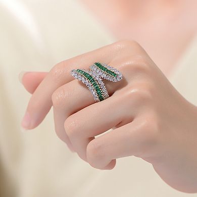 Sterling Silver Cubic Zirconia Bypass Ring