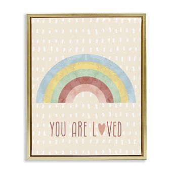 Stupell Home Decor Loved Rainbow Framed Canvas Wall Art