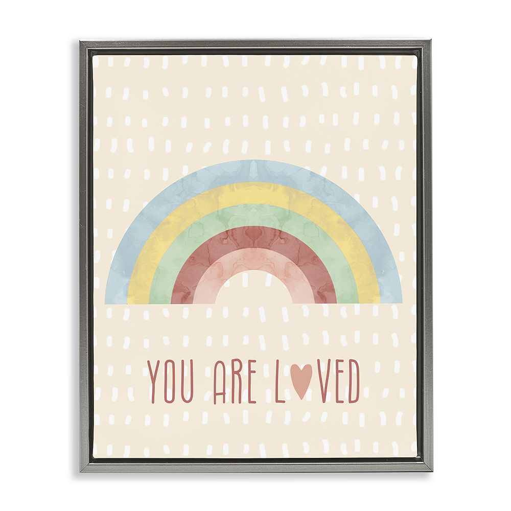 Stupell Home Decor Loved Rainbow Framed Canvas Wall Art