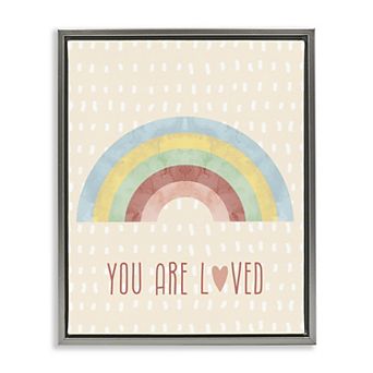Stupell Home Decor Loved Rainbow Framed Canvas Wall Art