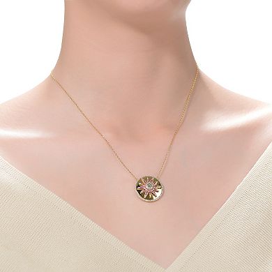 Gold Tone Over Silver Multi Color Cubic Zirconia Necklace