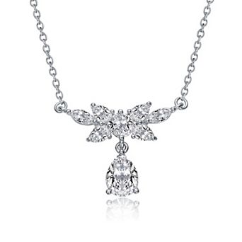 Megan Walford Sterling Silver Cubic Zirconia Teardrop Necklace