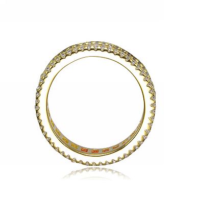 Gold Tone Sterling Silver Rainbow Cubic Zirconia Band Ring