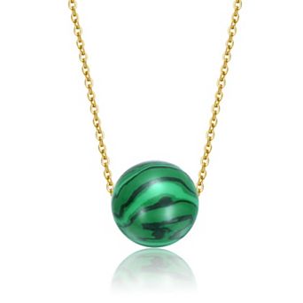 Megan Walford 14k Gold Over Sterling Silver Enameled Marble Solitaire Necklace