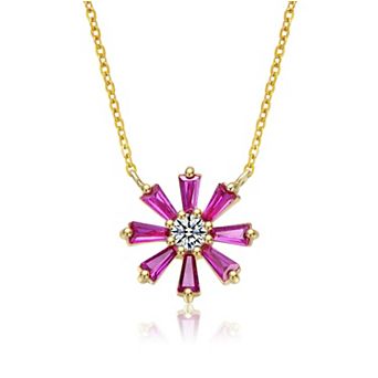 Megan Walford Kids Sterling Silver Cubic Zirconia Flower Necklace
