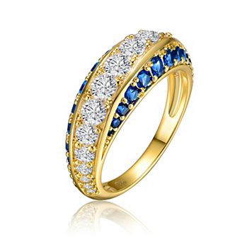 14k Gold Over Silver Cubic Zirconia 3-Row Crossover Cocktail Ring