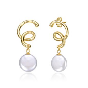 Megan Walford 18k Gold Over Sterling Silver Freshwater Cultured Pearl Dangle Earrings