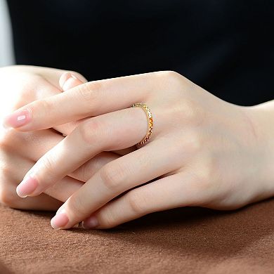 Sterling Silver Multicolored Cubic Zirconia Rainbow Eternity Ring