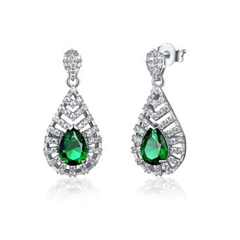 Megan Walford Sterling Silver Cubic Zirconia Accent Drop Earrings