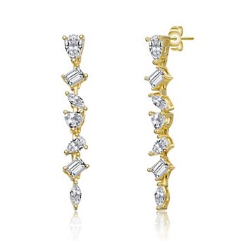 Megan Walford 14k Gold Over Sterling Silver Cubic Zirconia Drop Earrings