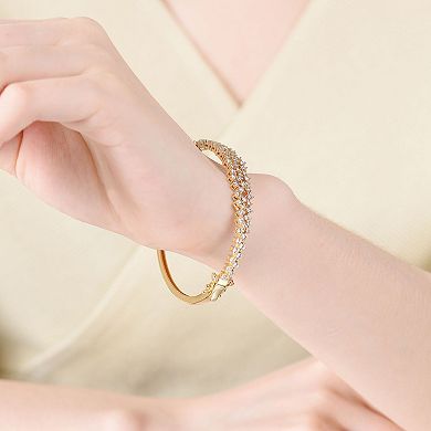 14k Gold Over Silver Cubic Zirconia Raindrops Cluster Bangle Bracelet