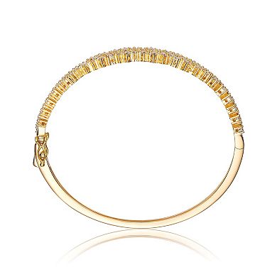 14k Gold Over Silver Cubic Zirconia Raindrops Cluster Bangle Bracelet