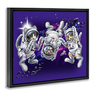Stupell Home Decor Astronaut Cat Trio Framed Canvas Wall Art