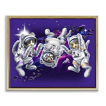 Stupell Home Decor Astronaut Cat Trio Framed Canvas Wall Art