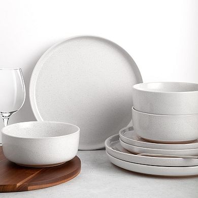 Zulay Kitchen Terra Plates and Bowls Sets, 16 Piece Modern Stoneware Dinnerware - Dish Set for 4