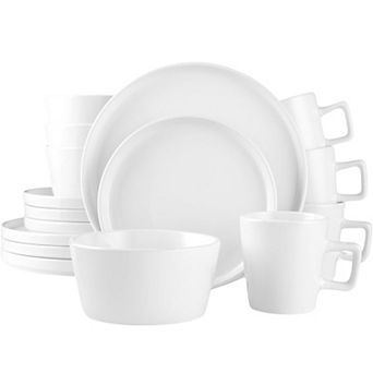 Zulay Kitchen Terra Plates and Bowls Sets, 16 pc Modern Stoneware Dinnerware - Dish Set for 4