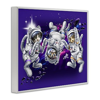 Stupell Home Decor Astronaut Cat Trio Thin Frame Canvas Wall Art
