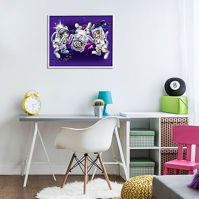 Stupell Home Decor Astronaut Cat Trio Thin Frame Canvas Wall Art