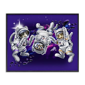 Stupell Home Decor Astronaut Cat Trio Thin Frame Canvas Wall Art