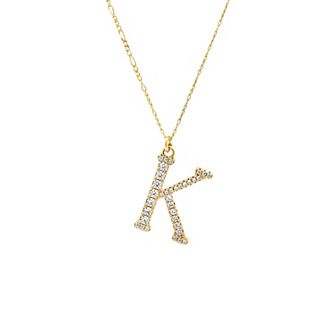 PRIMROSE Cubic Zirconia Initial Pendant Necklace