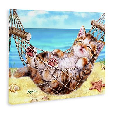 Stupell Home Decor Kitten in Beach Hammock Canvas Wall Art