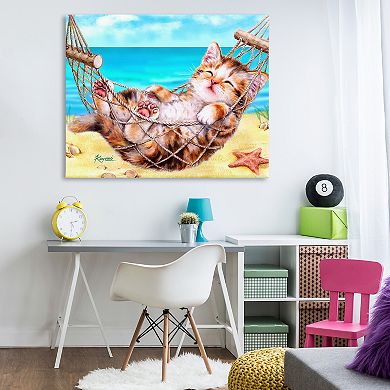 Stupell Home Decor Kitten in Beach Hammock Canvas Wall Art